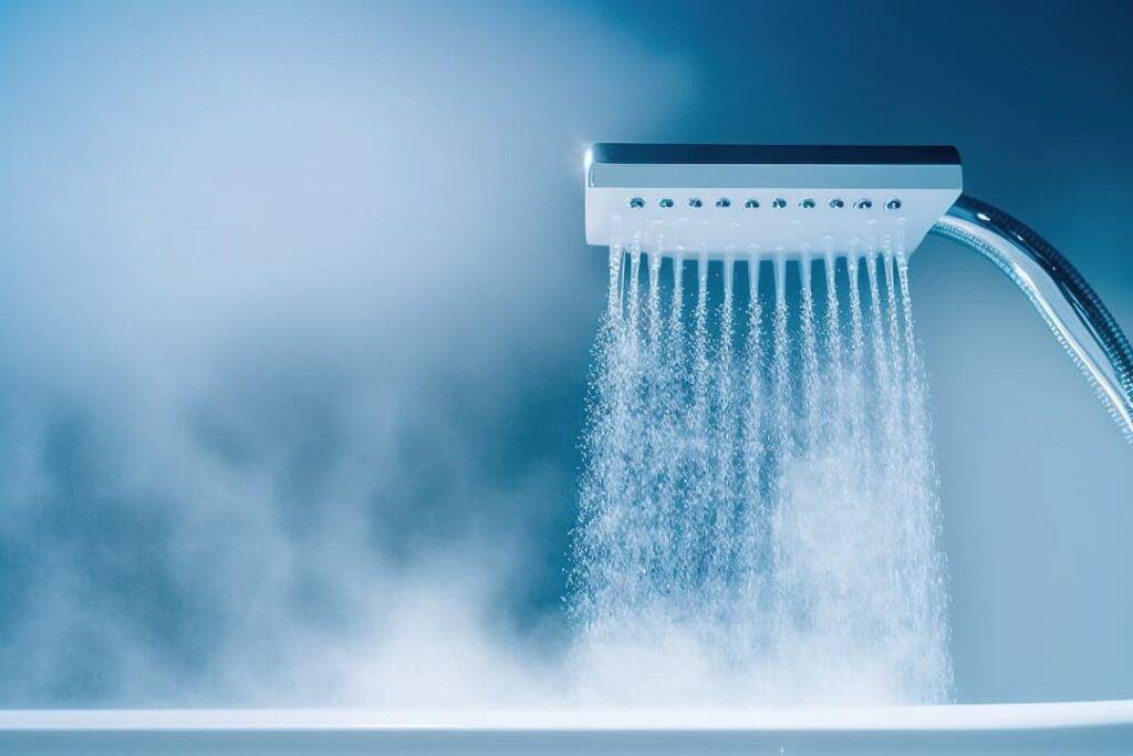 Shower with hot water